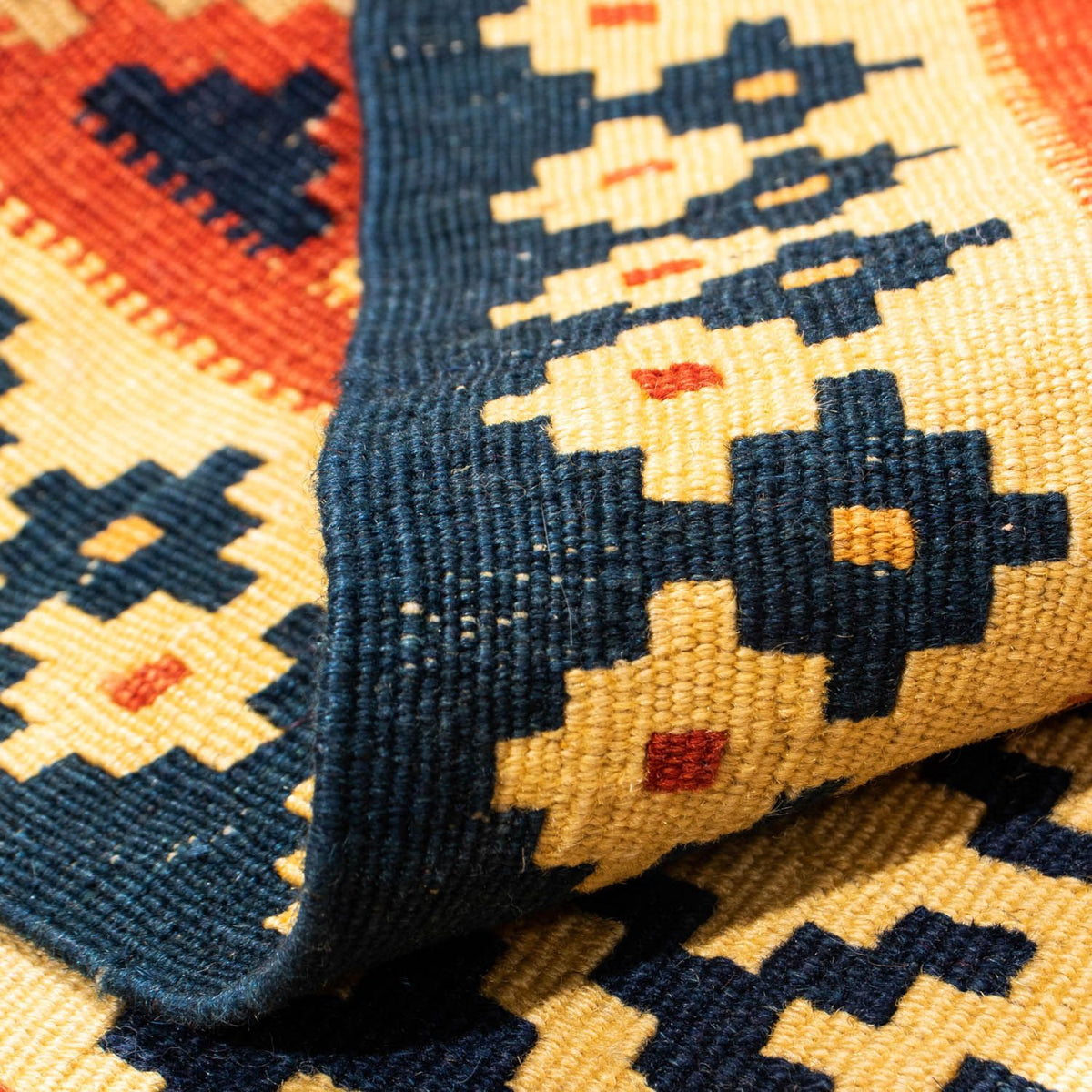 Dywan Kelim - Orientalny kwadratowy  - 106 x 102 cm - złoto