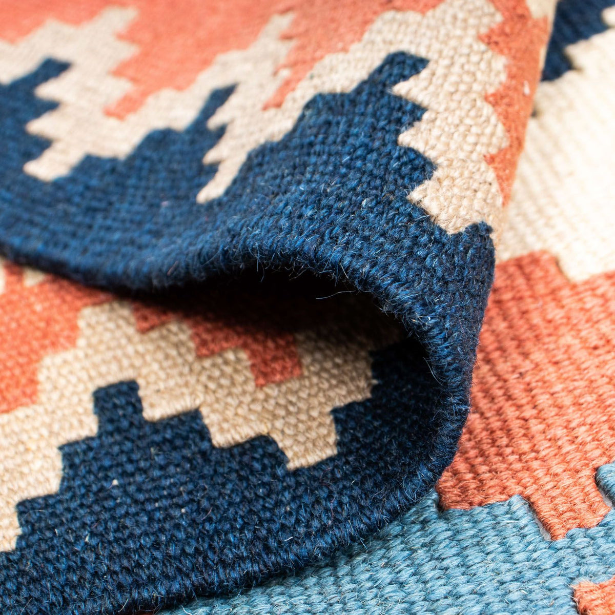 Dywan Kelim - Orientalny - 200 x 159 cm - niebieski