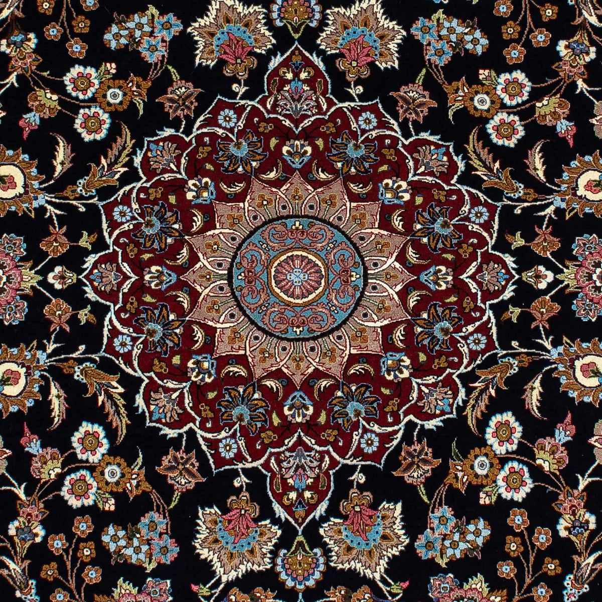 Dywan perski - Ghom - 212 x 140 cm - ciemnoniebieski