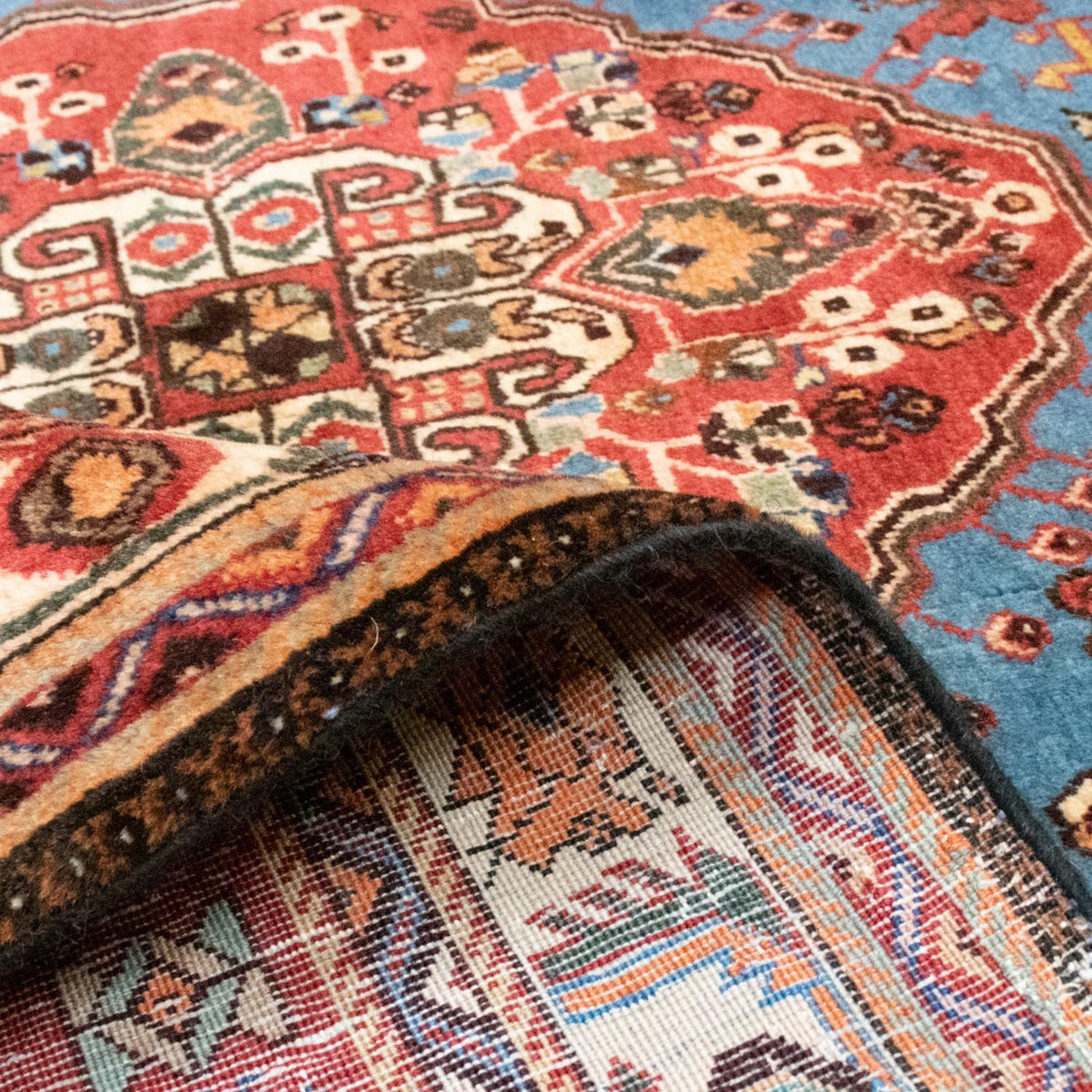 Perski dywan - Nomadyczny - 203 x 158 cm - jasnoniebieski