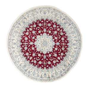 Dywan perski - Nain okrągły  - 290 x 290 cm - ciemna czerwień