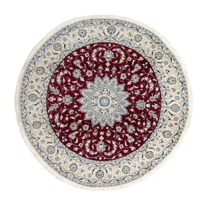 Dywan perski - Nain okrągły  - 252 x 252 cm - ciemna czerwień