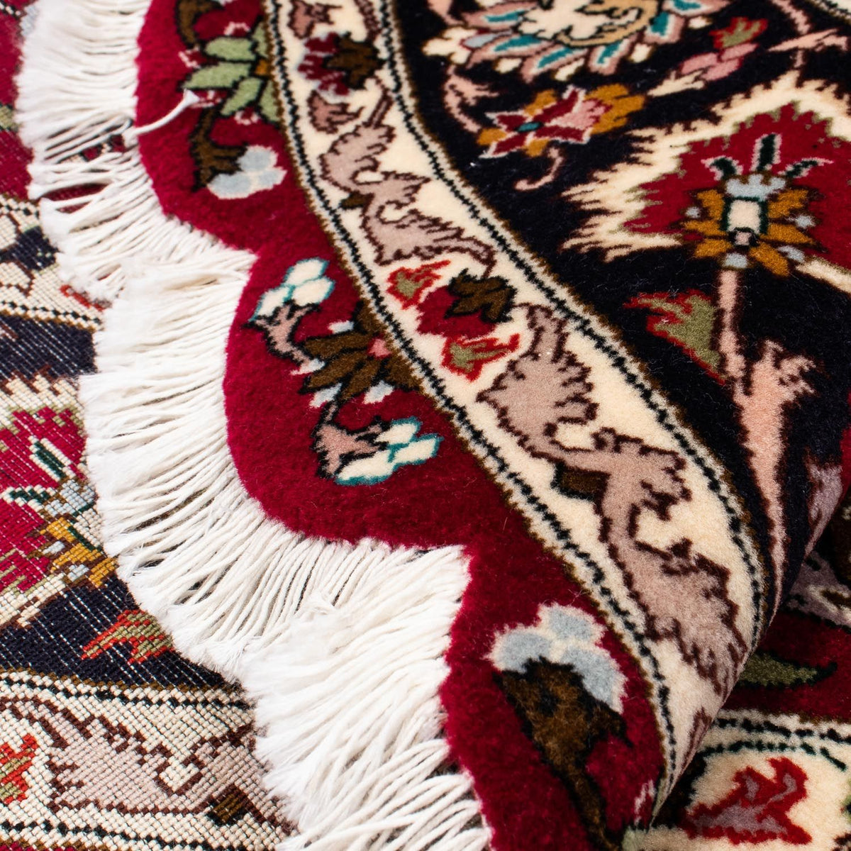 Dywan perski - Tabriz - Królewski okrągły  - 150 x 150 cm - ciemna czerwień