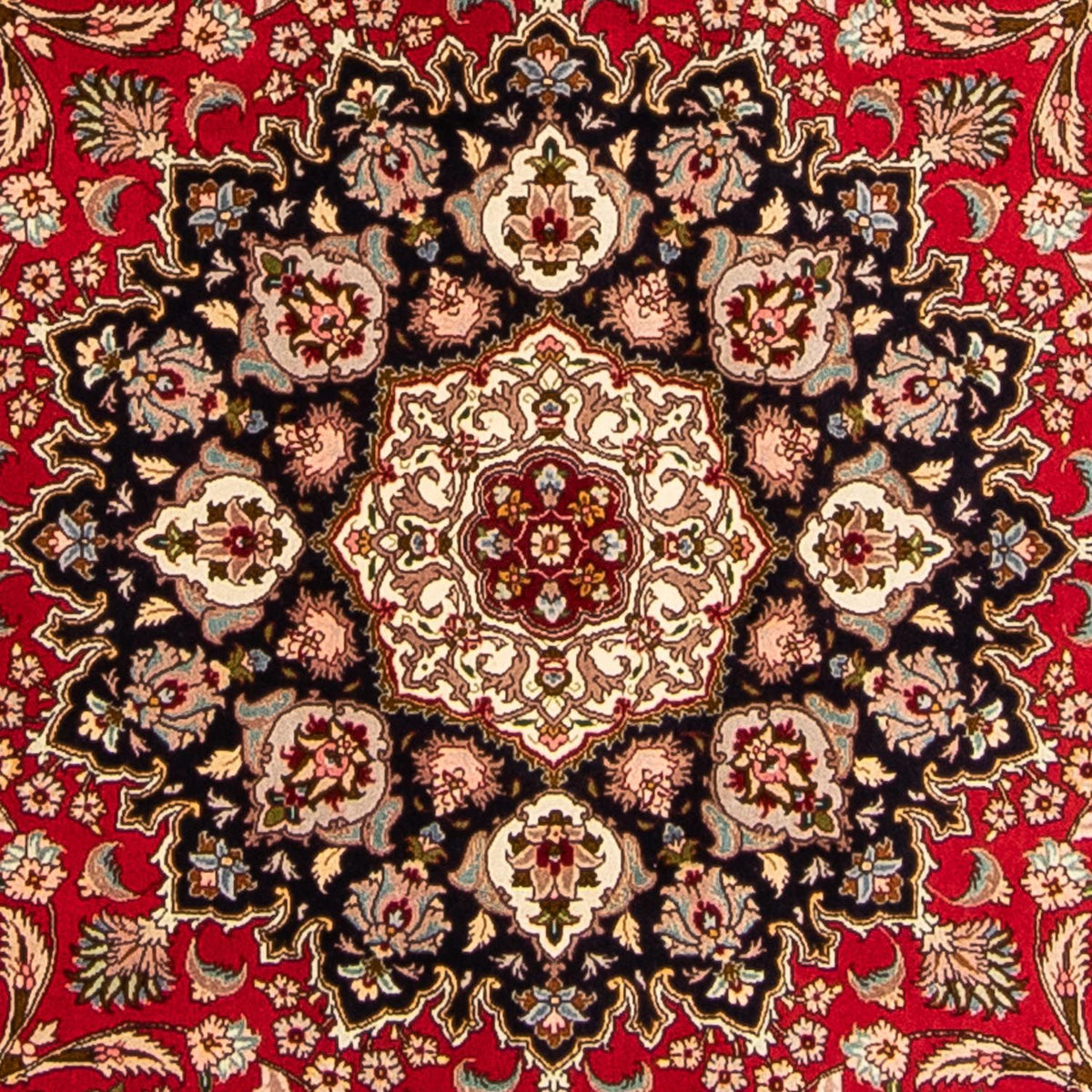 Dywan perski - Tabriz - Królewski okrągły  - 253 x 253 cm - ciemna czerwień