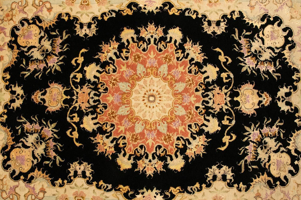 Dywan perski - Tabriz - Królewski - 138 x 101 cm - czarny