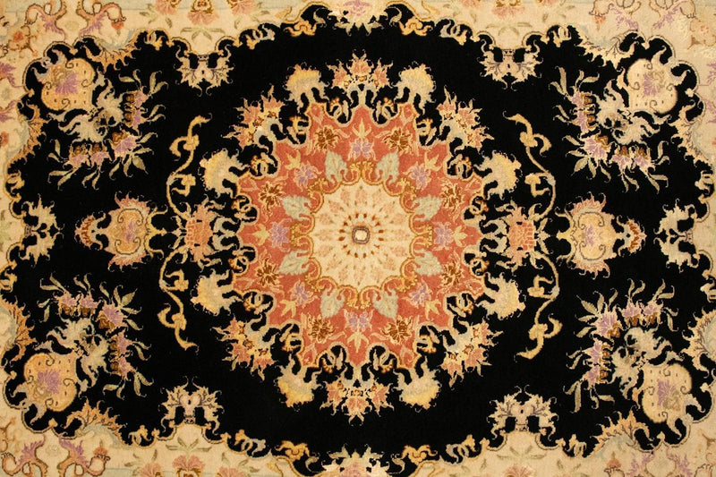 Dywan perski - Tabriz - Królewski - 138 x 101 cm - czarny