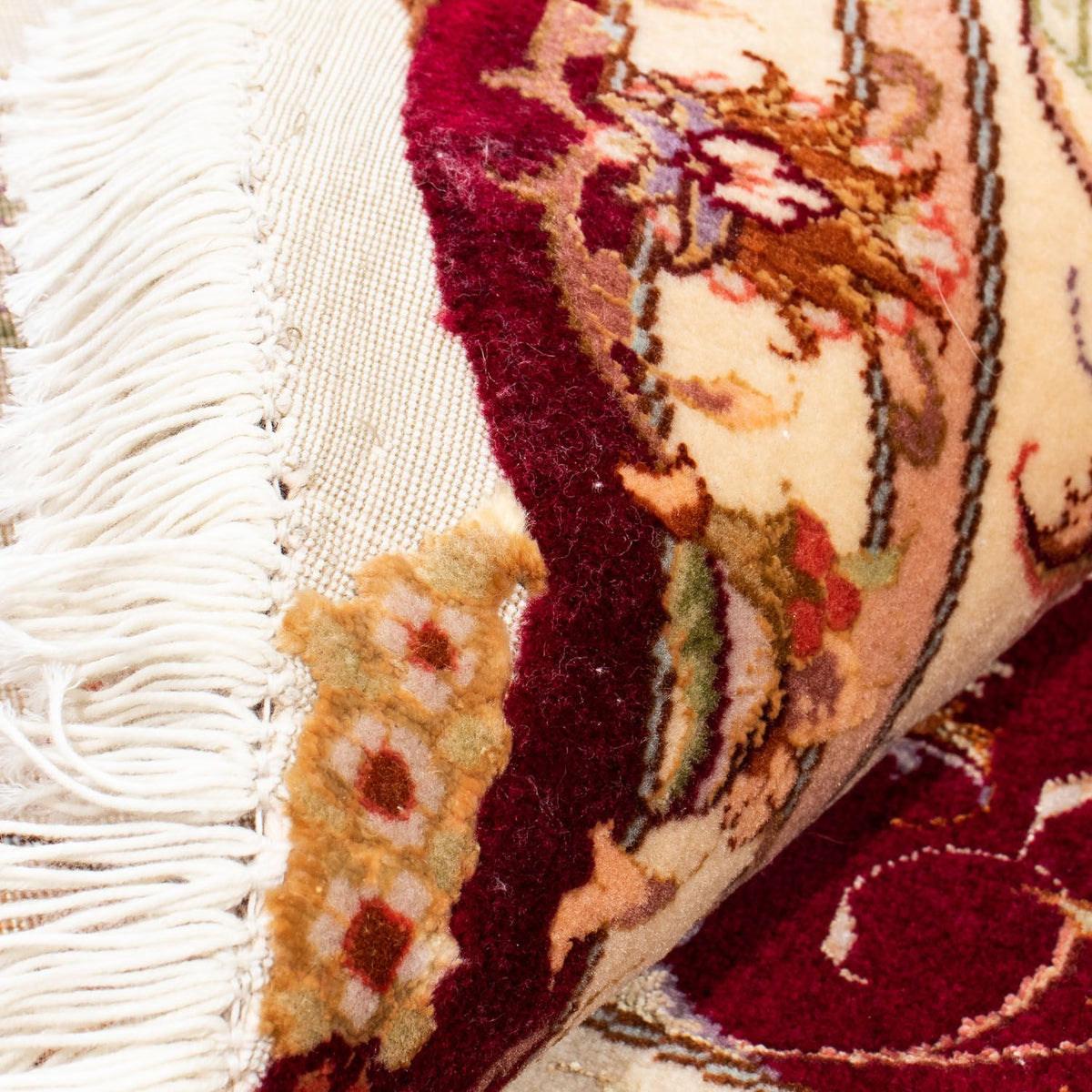 Dywan perski - Tabriz - Królewski okrągły  - 155 x 155 cm - ciemna czerwień