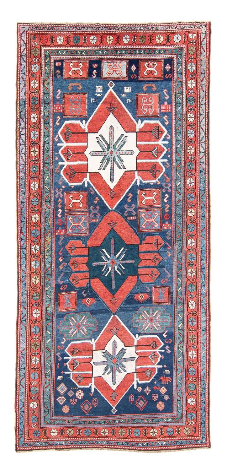 Biegacz Perski dywan - Nomadyczny - 380 x 170 cm - ciemnoniebieski