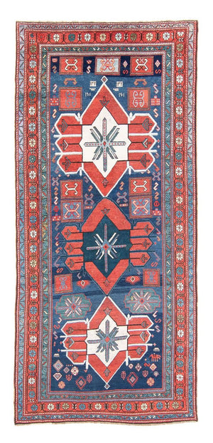 Biegacz Perski dywan - Nomadyczny - 380 x 170 cm - ciemnoniebieski