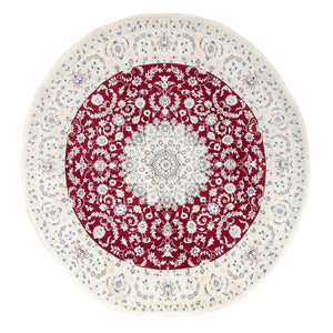 Dywan perski - Nain okrągły  - 295 x 295 cm - ciemna czerwień