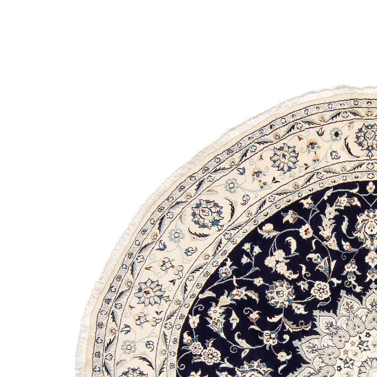 Dywan perski - Nain okrągły  - 243 x 243 cm - ciemnoniebieski