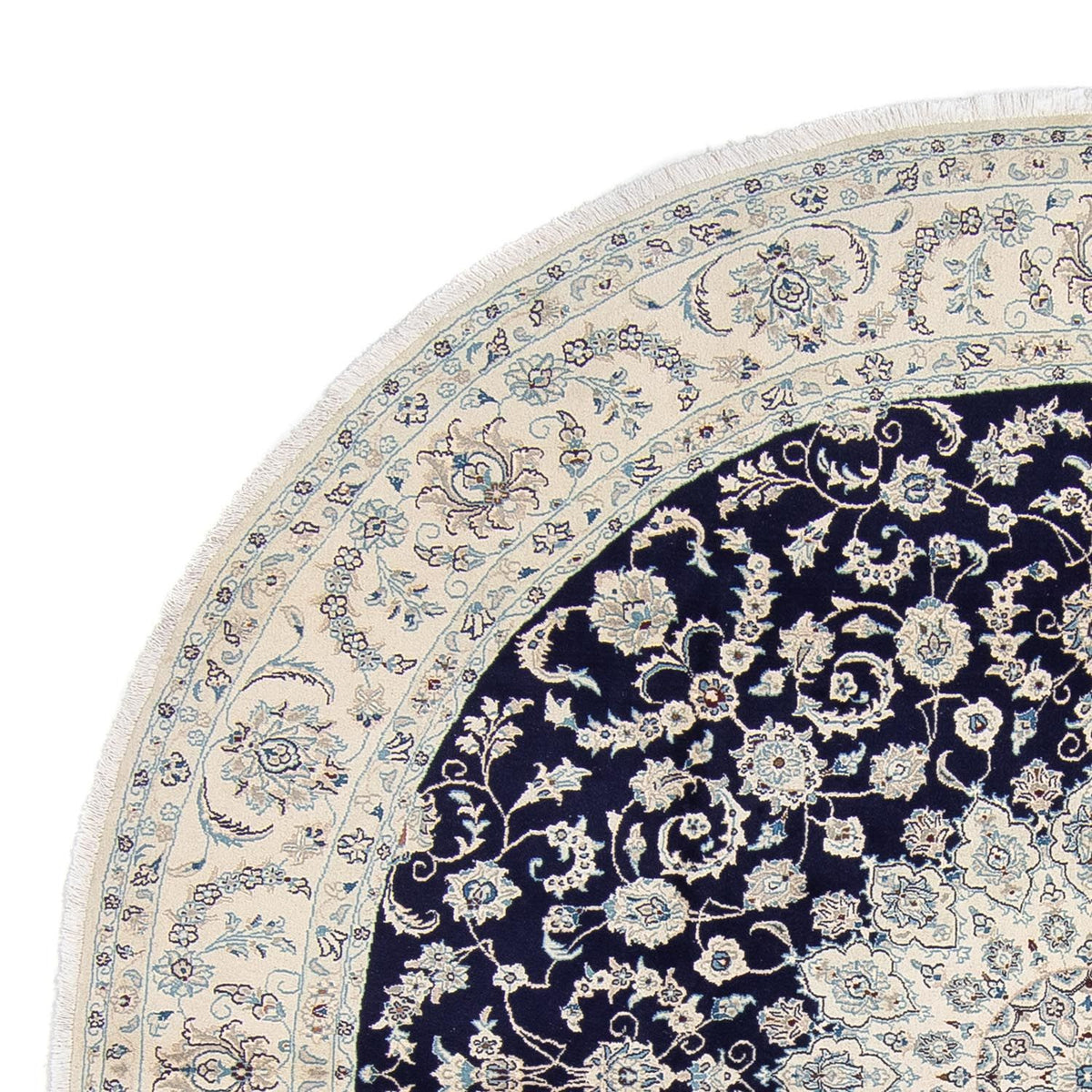 Dywan perski - Nain okrągły  - 295 x 295 cm - ciemnoniebieski
