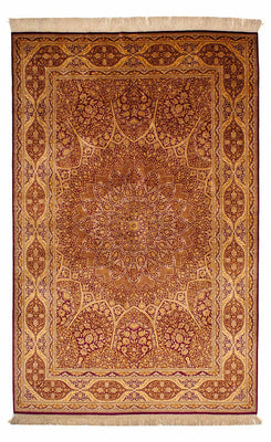 Jedwabny dywan - Ghom Silk - Premium - 216 x 132 cm - ciemnoniebieski