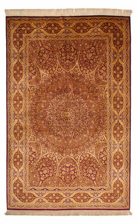 Jedwabny dywan - Ghom Silk - Premium - 216 x 132 cm - ciemnoniebieski
