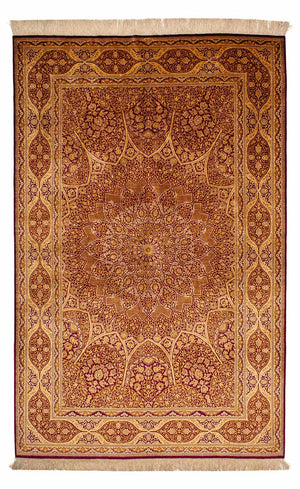 Jedwabny dywan - Ghom Silk - Premium - 216 x 132 cm - ciemnoniebieski