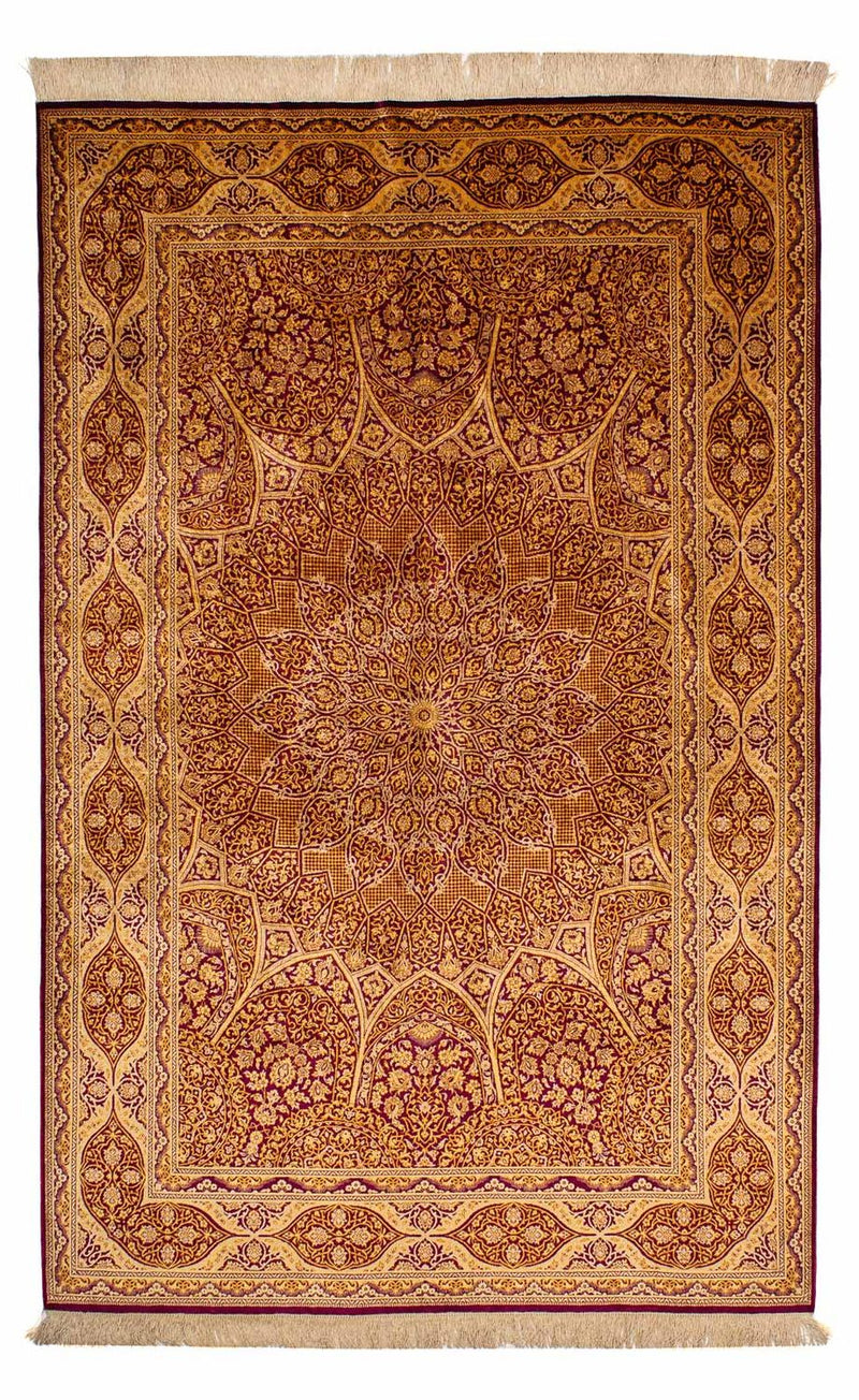 Jedwabny dywan - Ghom Silk - Premium - 216 x 132 cm - ciemnoniebieski