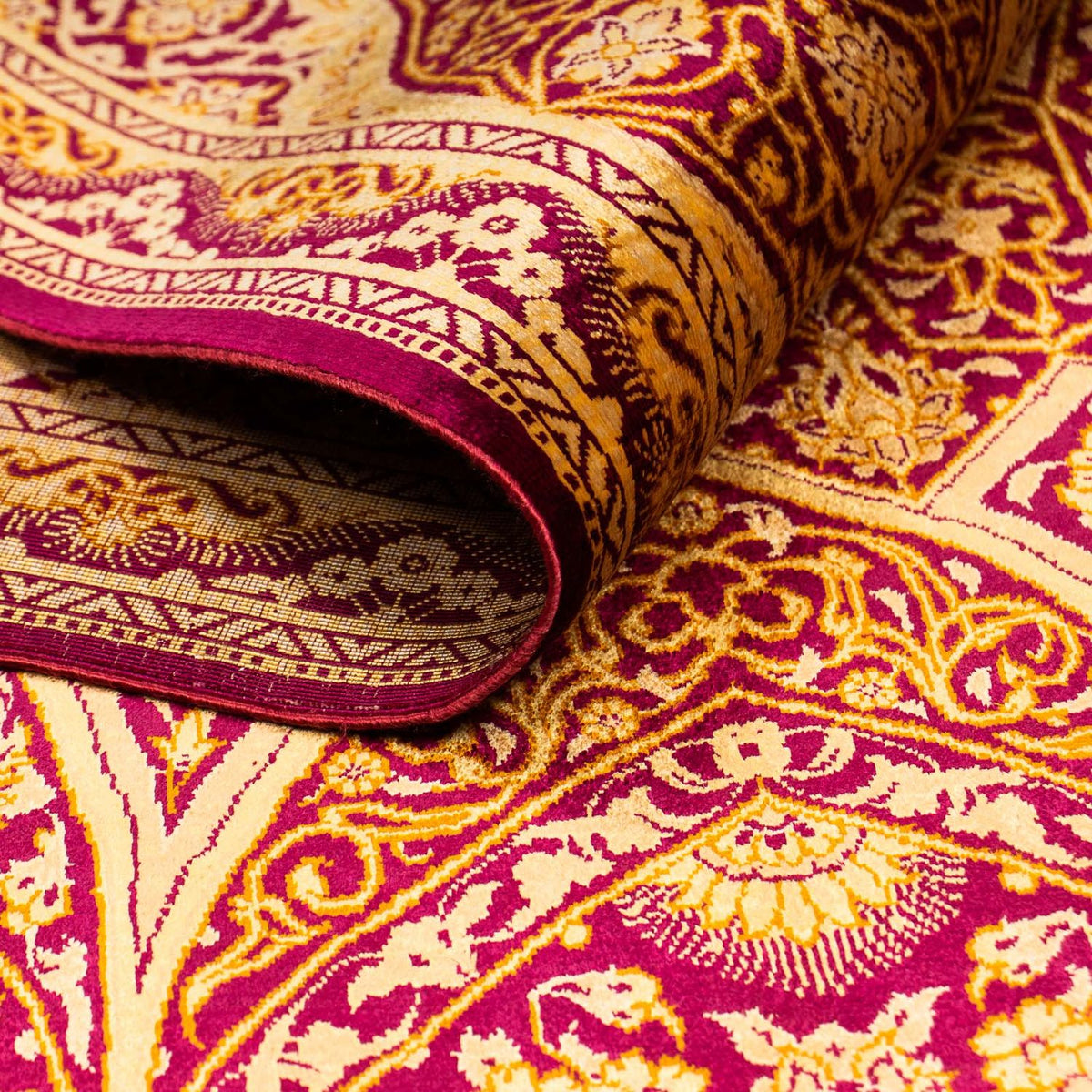 Jedwabny dywan - Ghom Silk - Premium - 216 x 132 cm - ciemnoniebieski