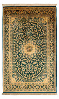 Jedwabny dywan - Ghom Silk - Premium - 216 x 132 cm - ciemnoniebieski