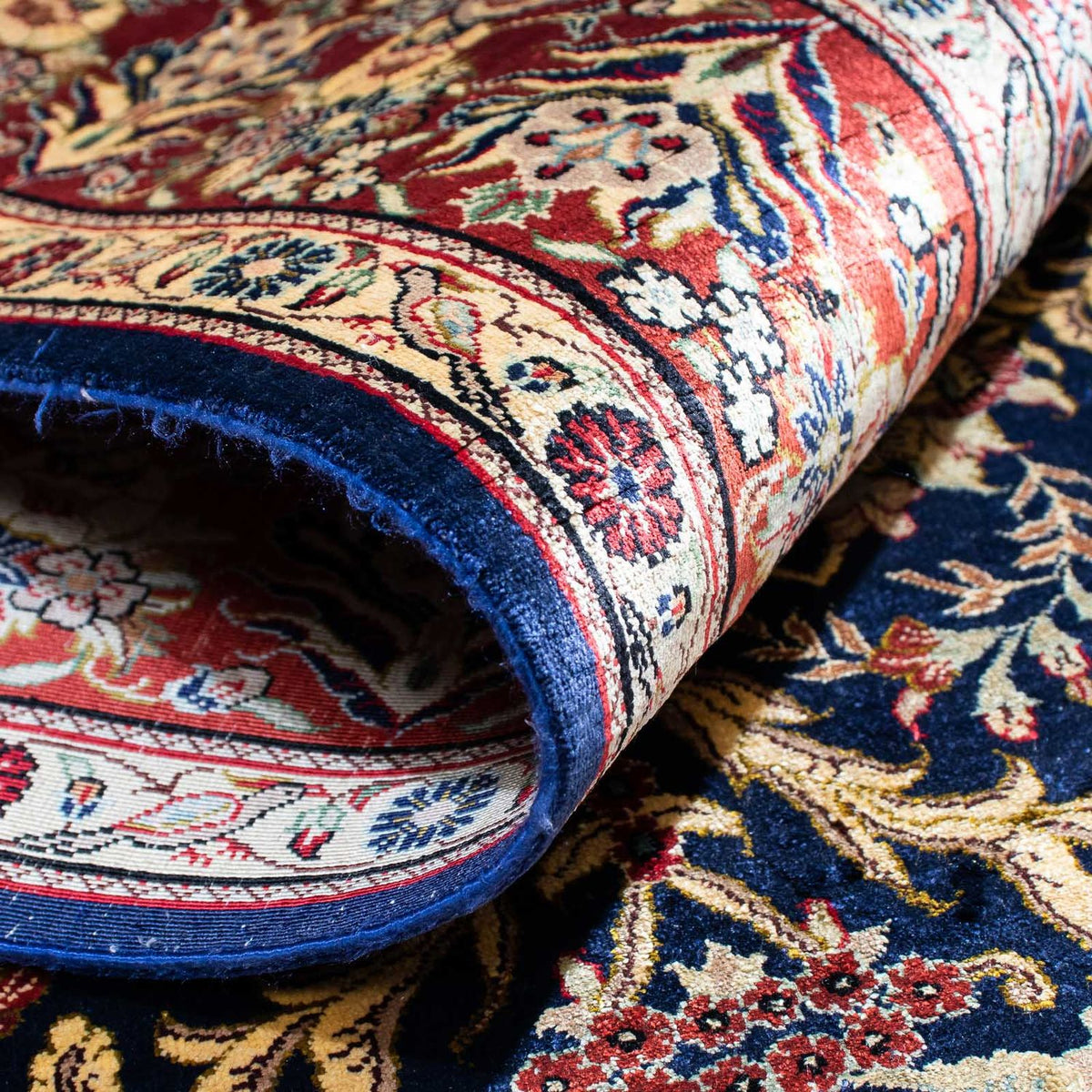 Dywan perski - Ghom - 154 x 98 cm - ciemnoniebieski