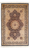 Qom Dywan 78x118cm - Dywan perski - Prostokątny / Jasnobrązowy / 78 x 118 cm Prostokątny