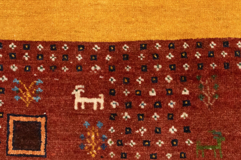 Dywan Gabbeh - Loribaft Perski - 150 x 110 cm - złoto