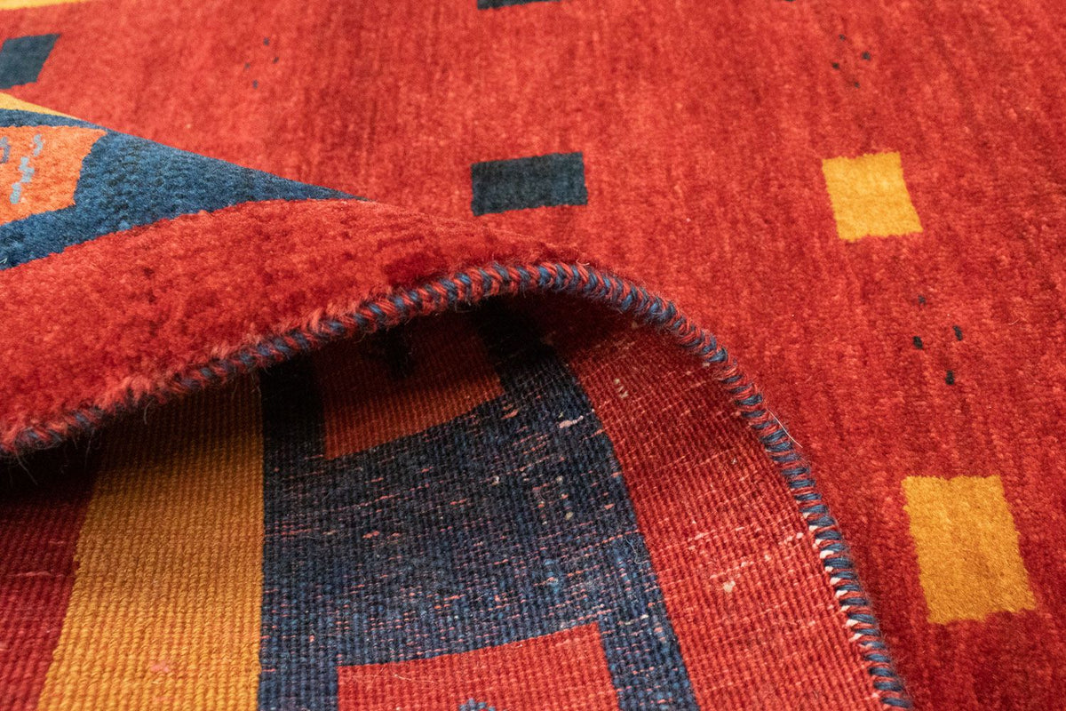 Biegacz Dywan Gabbeh - Loribaft Perski - 175 x 102 cm - czerwony