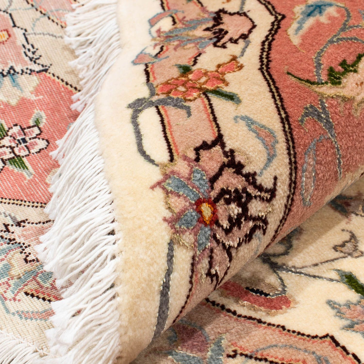 Dywan perski - Tabriz - Królewski okrągły  - 150 x 150 cm - beżowy