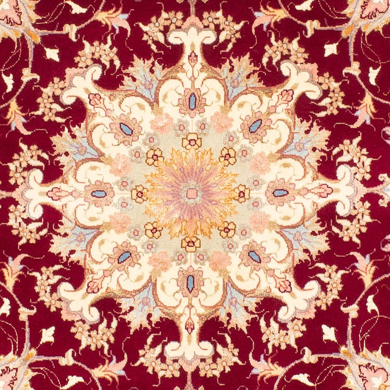 Dywan perski - Tabriz - Królewski okrągły  - 150 x 150 cm - ciemna czerwień