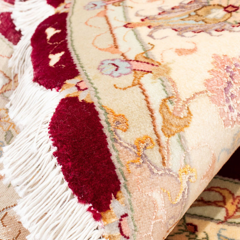 Dywan perski - Tabriz - Królewski okrągły  - 150 x 150 cm - ciemna czerwień