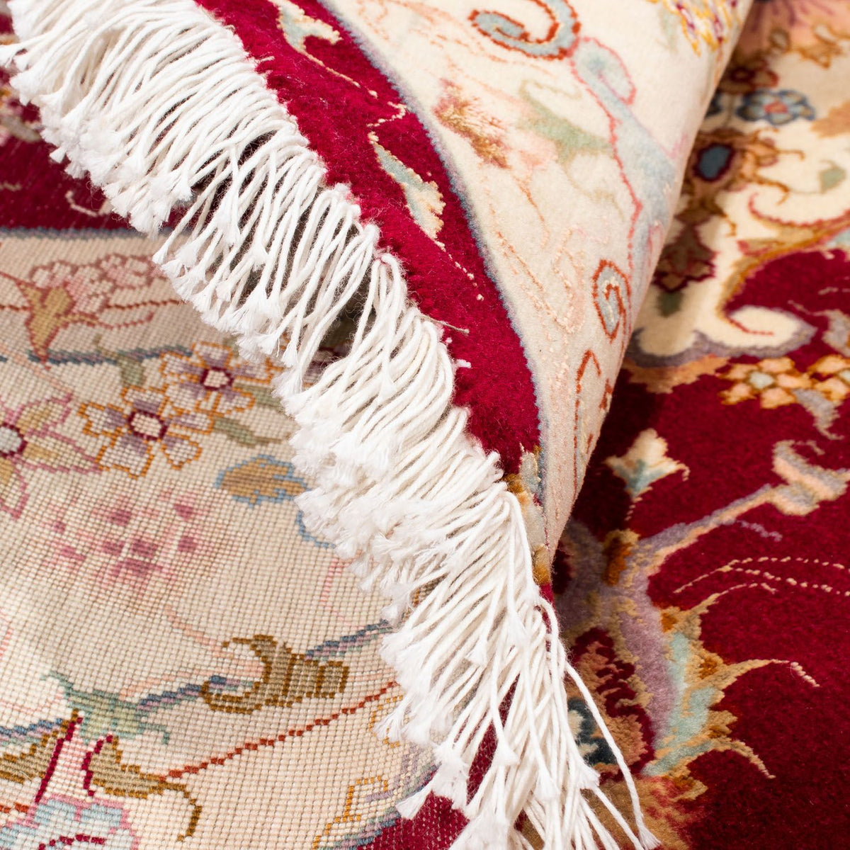 Dywan perski - Tabriz - Królewski okrągły  - 150 x 150 cm - ciemna czerwień