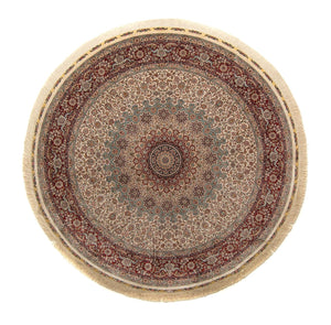 Orientalny dywan - Hereke okrągły  - 215 x 215 cm - jasnobrązowy