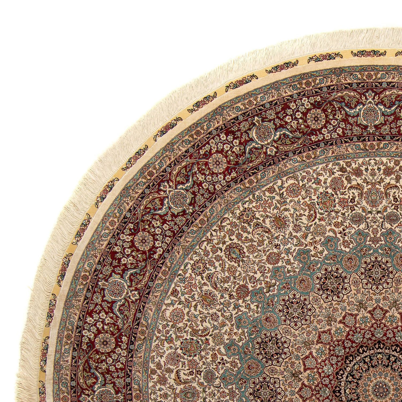 Orientalny dywan - Hereke okrągły  - 215 x 215 cm - jasnobrązowy