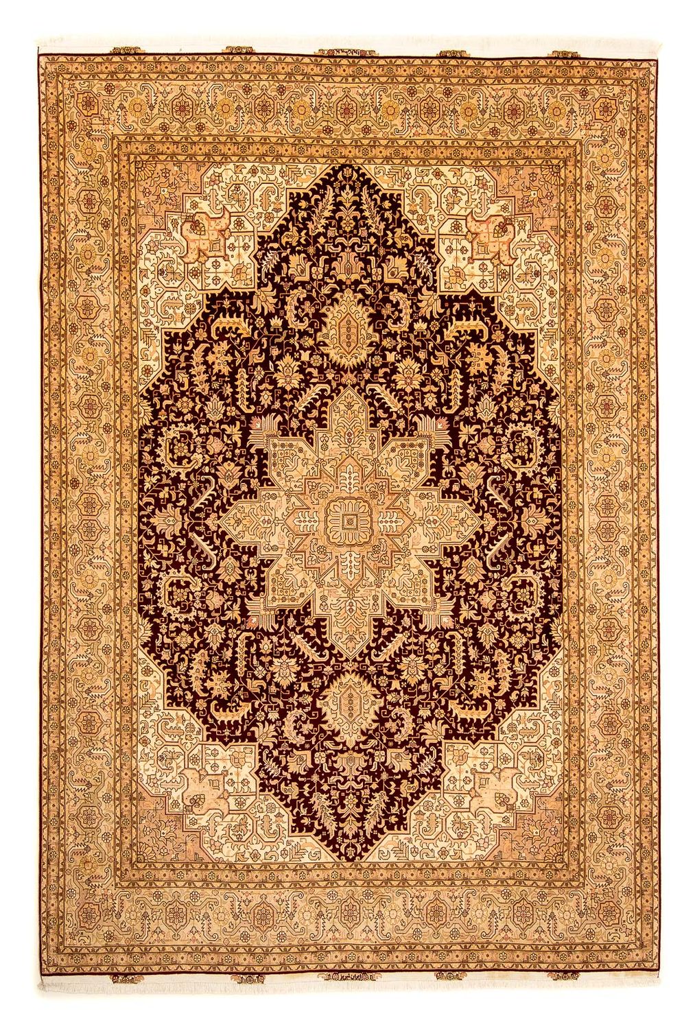 Dywan perski - Tabriz - Królewski - 346 x 245 cm - jasnobrązowy