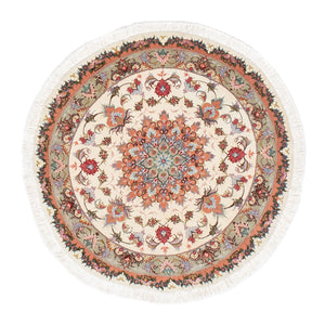Dywan perski - Tabriz - Królewski okrągły  - 100 x 100 cm - beżowy
