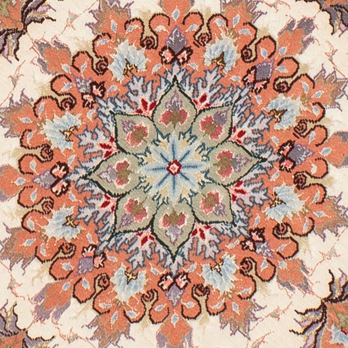 Dywan perski - Tabriz - Królewski okrągły  - 100 x 100 cm - beżowy