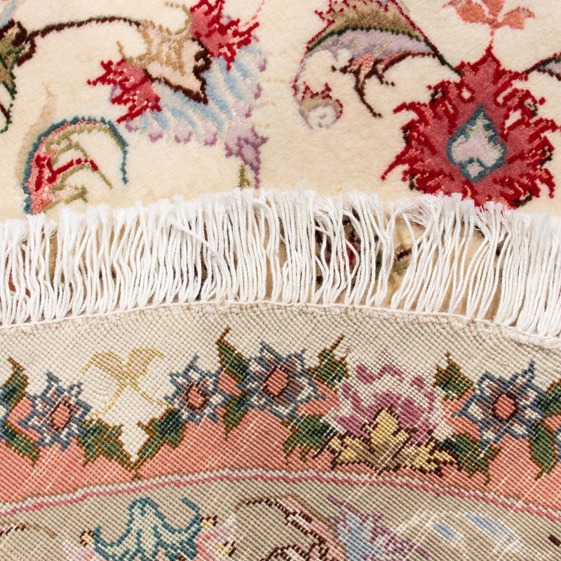 Dywan perski - Tabriz - Królewski okrągły  - 100 x 100 cm - beżowy