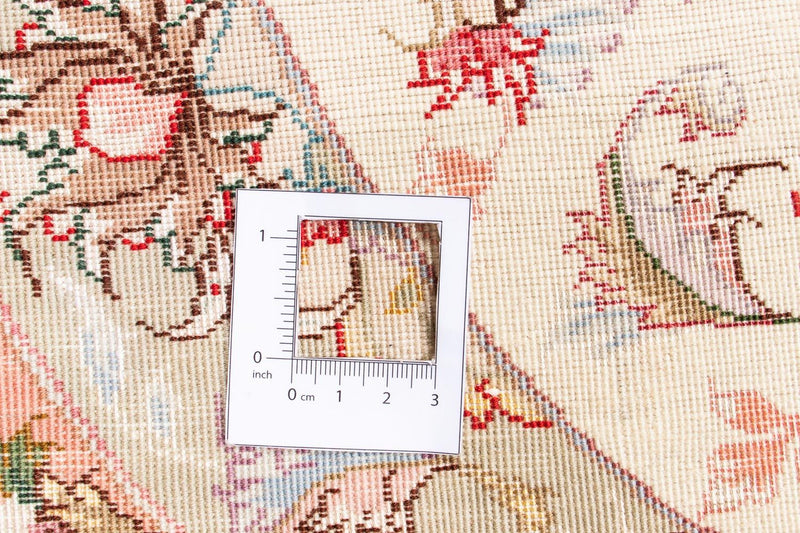 Dywan perski - Tabriz - Królewski okrągły  - 100 x 100 cm - beżowy