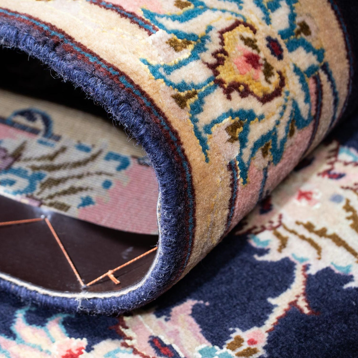 Biegacz Dywan perski - Tabriz - Królewski - 200 x 74 cm - ciemnoniebieski