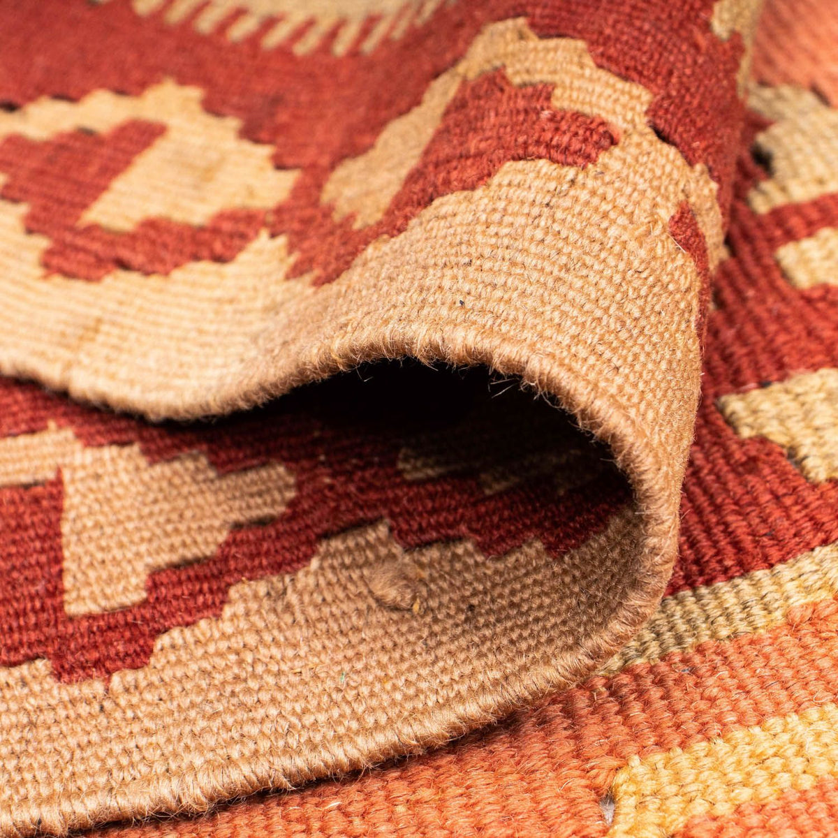 Dywan Kelim - Orientalny - 210 x 154 cm - pomarańczowy