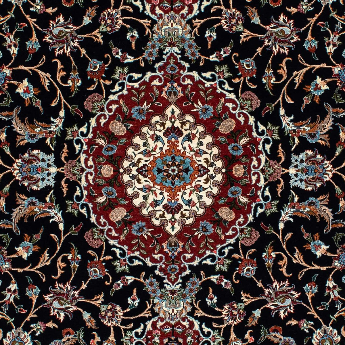 Dywan perski - Ghom - 213 x 141 cm - ciemnoniebieski