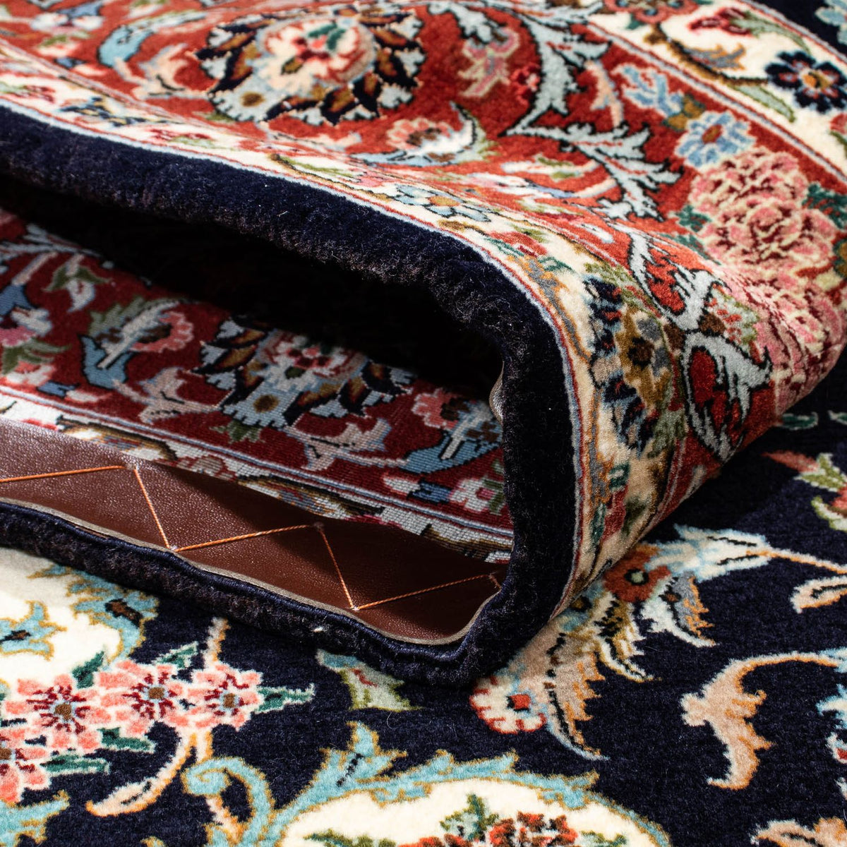 Dywan perski - Ghom - 213 x 141 cm - ciemnoniebieski