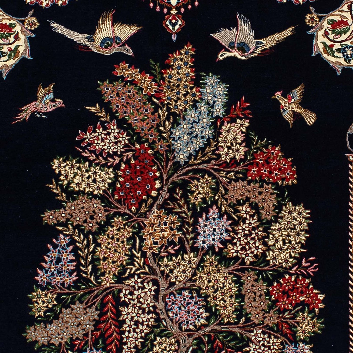 Dywan perski - Ghom - 210 x 139 cm - ciemnoniebieski