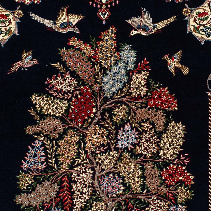 Dywan perski - Ghom - 210 x 139 cm - ciemnoniebieski