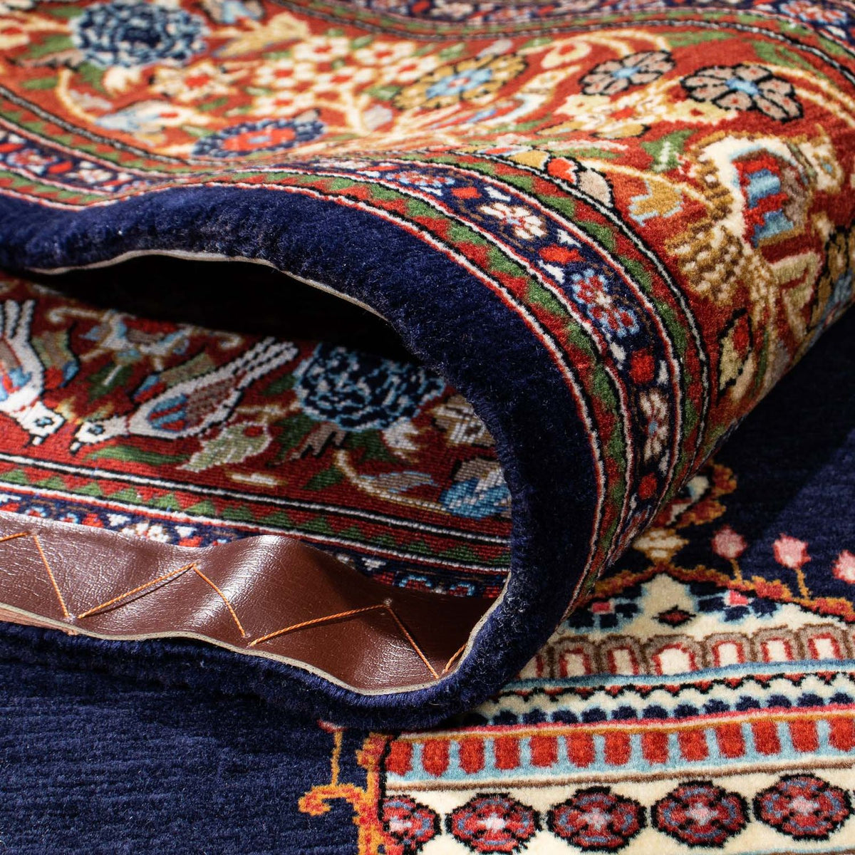 Dywan perski - Ghom - 210 x 139 cm - ciemnoniebieski