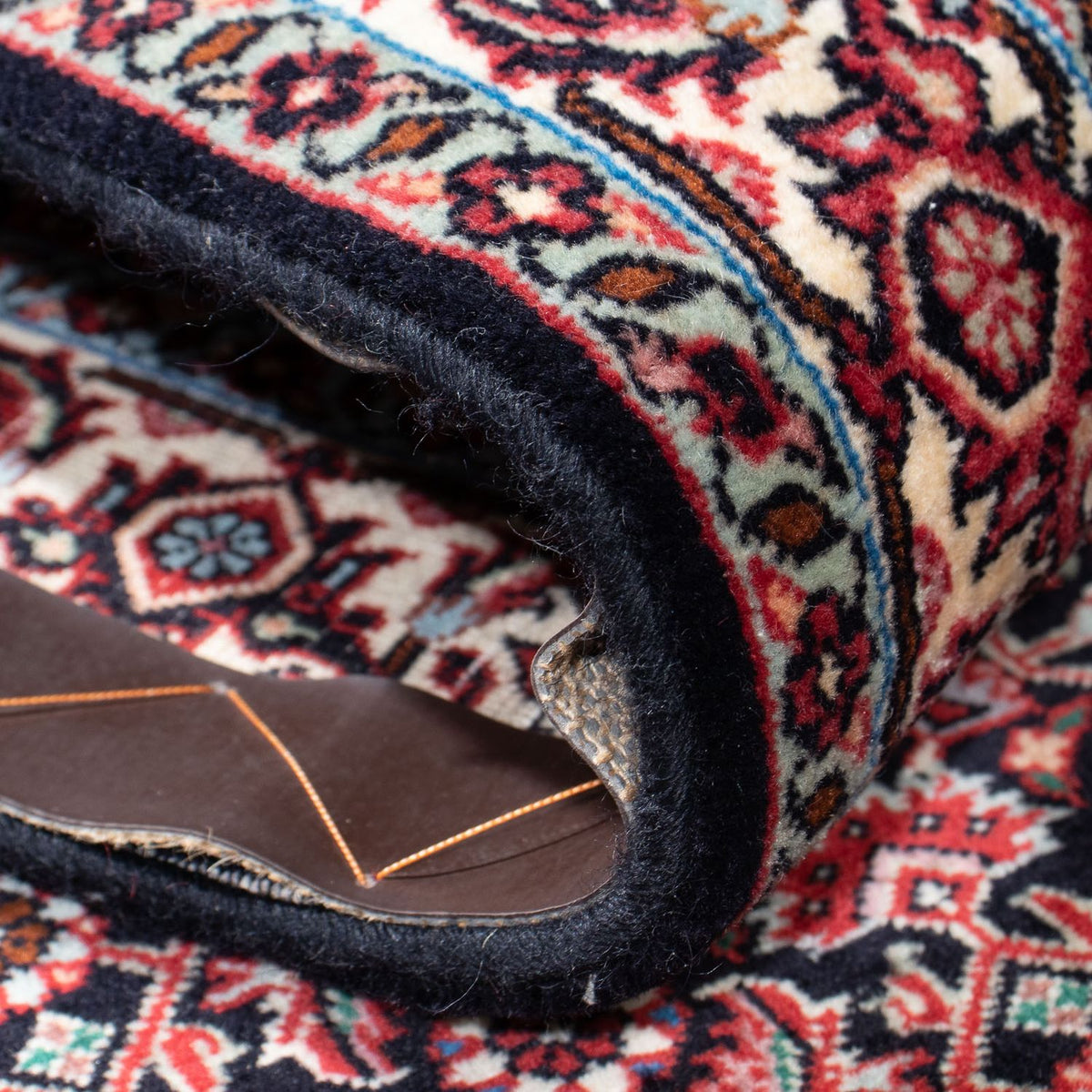 Biegacz Dywan perski - Bijar - 218 x 77 cm - ciemnoniebieski