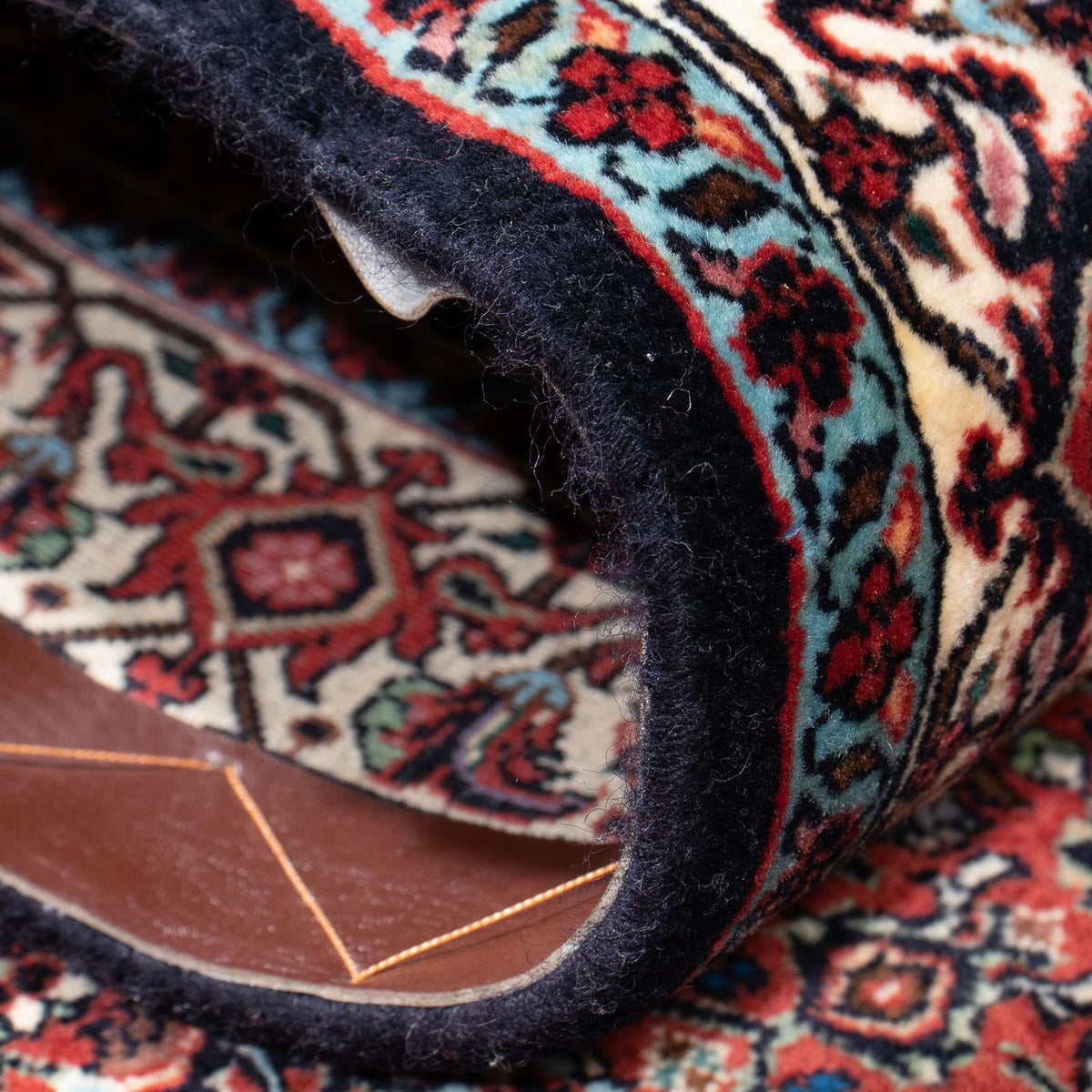 Biegacz Dywan perski - Bijar - 296 x 82 cm - ciemnoniebieski