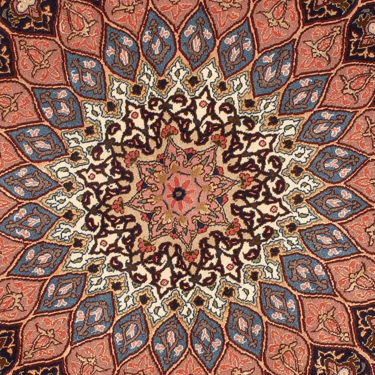 Dywan perski - Tabriz - Królewski okrągły  - 150 x 150 cm - brązowy