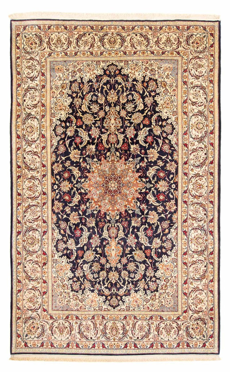 Dywan perski - Isfahan - Premium - 327 x 202 cm - ciemnoniebieski