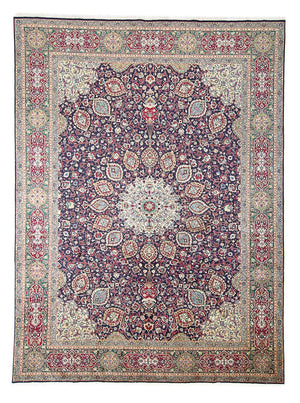 Dywan perski - Tabriz - Królewski - 401 x 300 cm - ciemnoniebieski