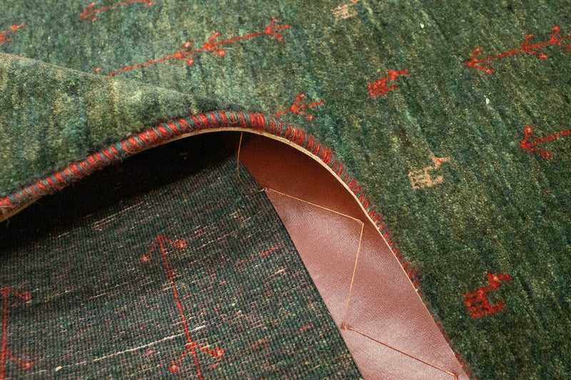 Biegacz Dywan Gabbeh - Loribaft Perski - 209 x 87 cm - zielona